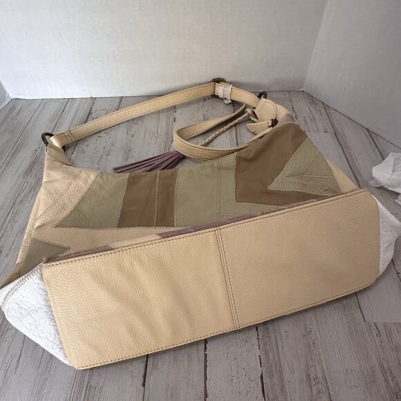 CHI Carlos Falchi Purse Shoulder Bag Cowhide Leather Patchwork Y2K Retro 70s Zip - Picture 5 of 11